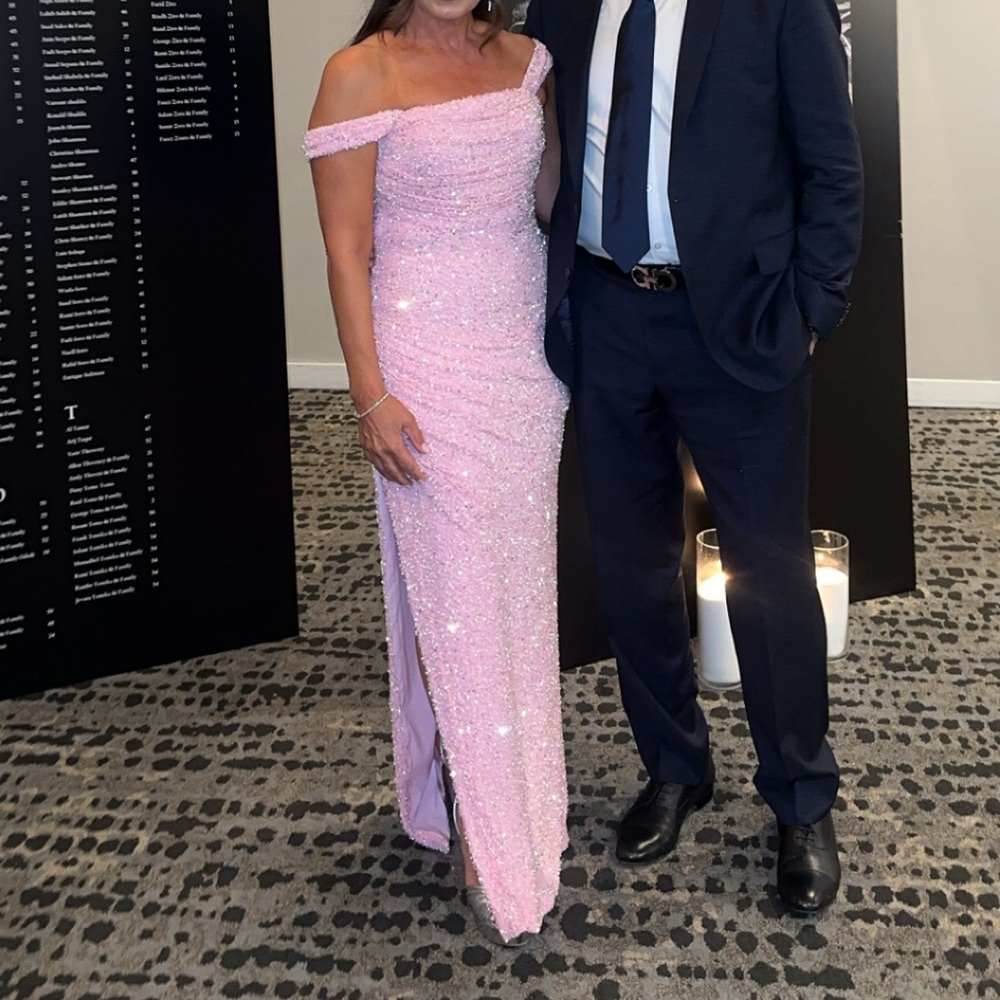 Elegant Pink Off-Shoulder Gown